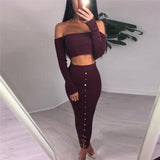 Womens Sexy Classy Off Shoulder Crop Top Long Skirt 2 Piece Set